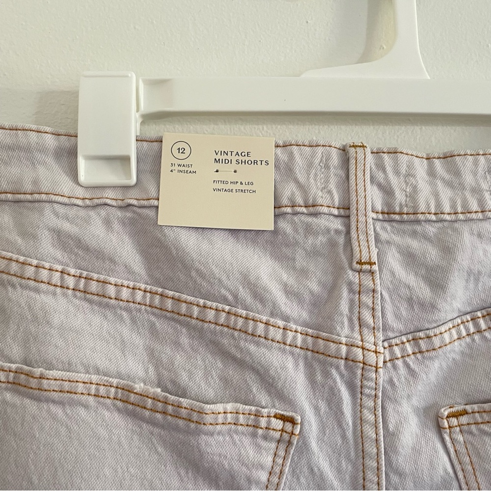 Universal Thread High-Rise Vintage Midi Jean Shorts Off-White Cut Off Raw Hem - Picture 8 of 13